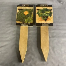 FREDONIA NY SEED COMPANY PLANT STAKE MARKERS SQUASH SPINACH WILE E WOOD ART