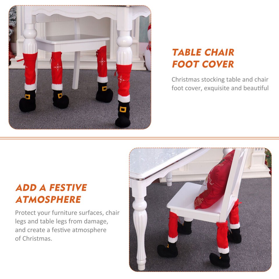 2 Pairs Furniture Protective Cover Chair Pad Christmas Leg Foot Covers