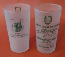 1964 New Hampshire Sweepstakes Horse Race Old Man of the Mountain Promo Glass