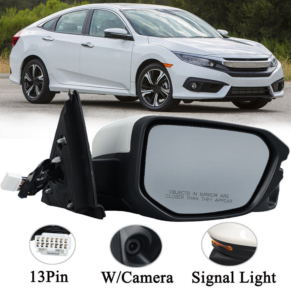 Side Mirror For 2016-20 Honda Civic Right Passenger W/Camera Signal Heated 13Pin