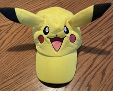 Pokemon Pikachu Face Stretch Youth Hat With Ears Baseball Cap Yellow Kids  