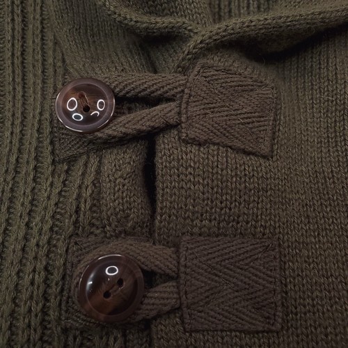 Duluth Trading Sweater Mens 2XL Green High Neck Infantry Wool Blend Shawl Collar - Picture 4 of 12