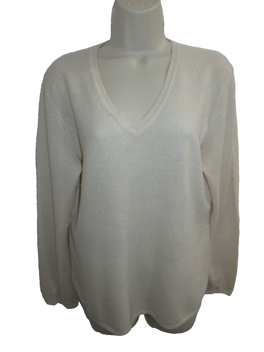 Charter Club  100% 2-ply Cashmere Beige V-neck Sweater Size L