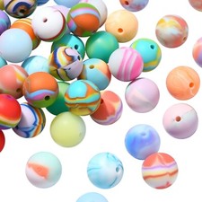 100x Silicone Colorful Round Beads Bulk for DIY Crafts Keychain Pens Gift Decor