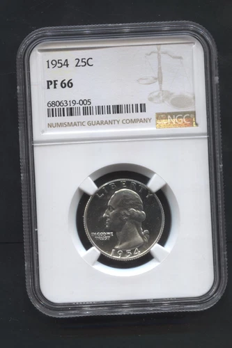 1954-25c Washington Quarter- NGC- PF66. 90% Silver