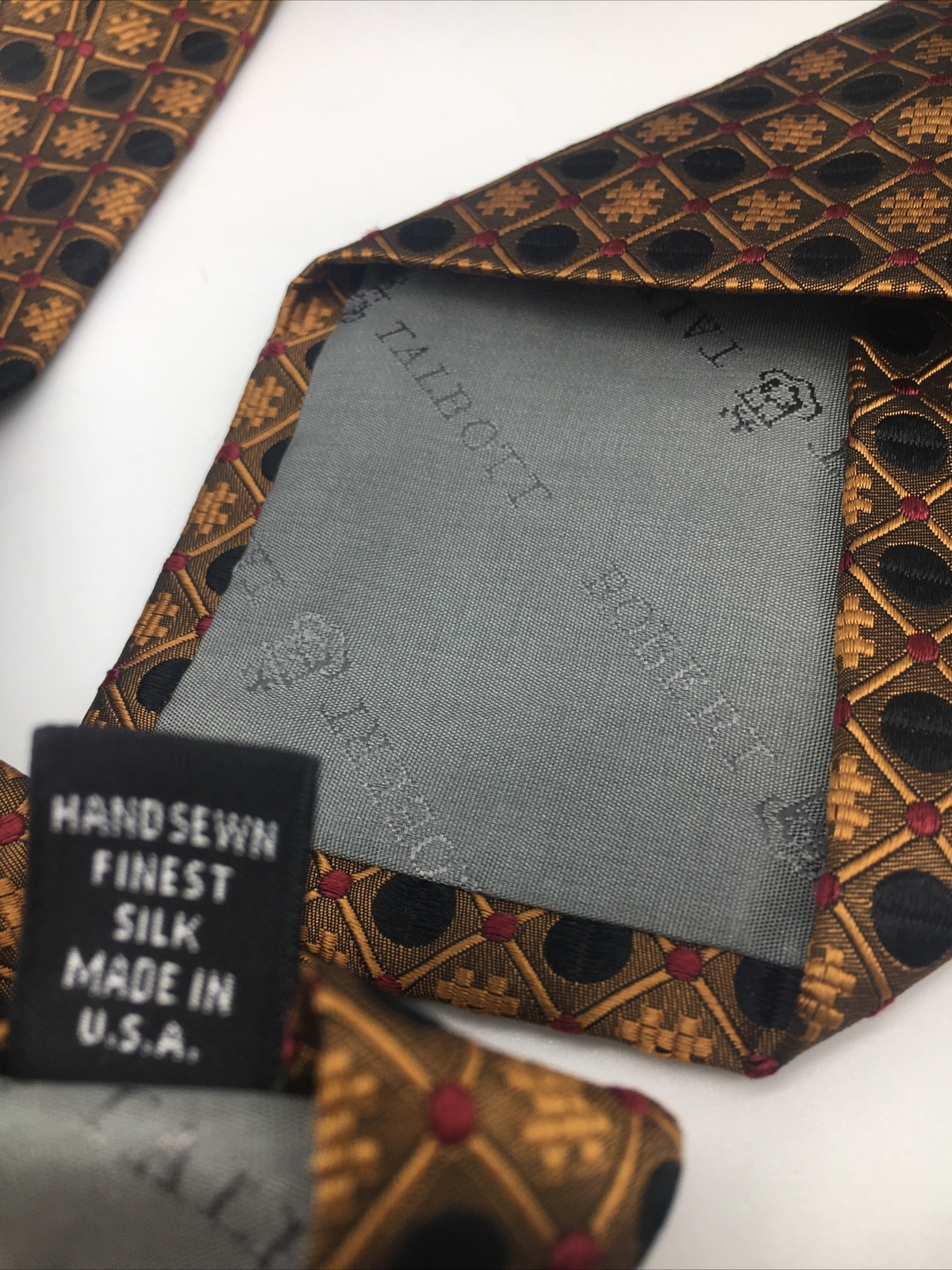 Robert Talbott Silk Tie Geometric Black Copper Ma… - image 5