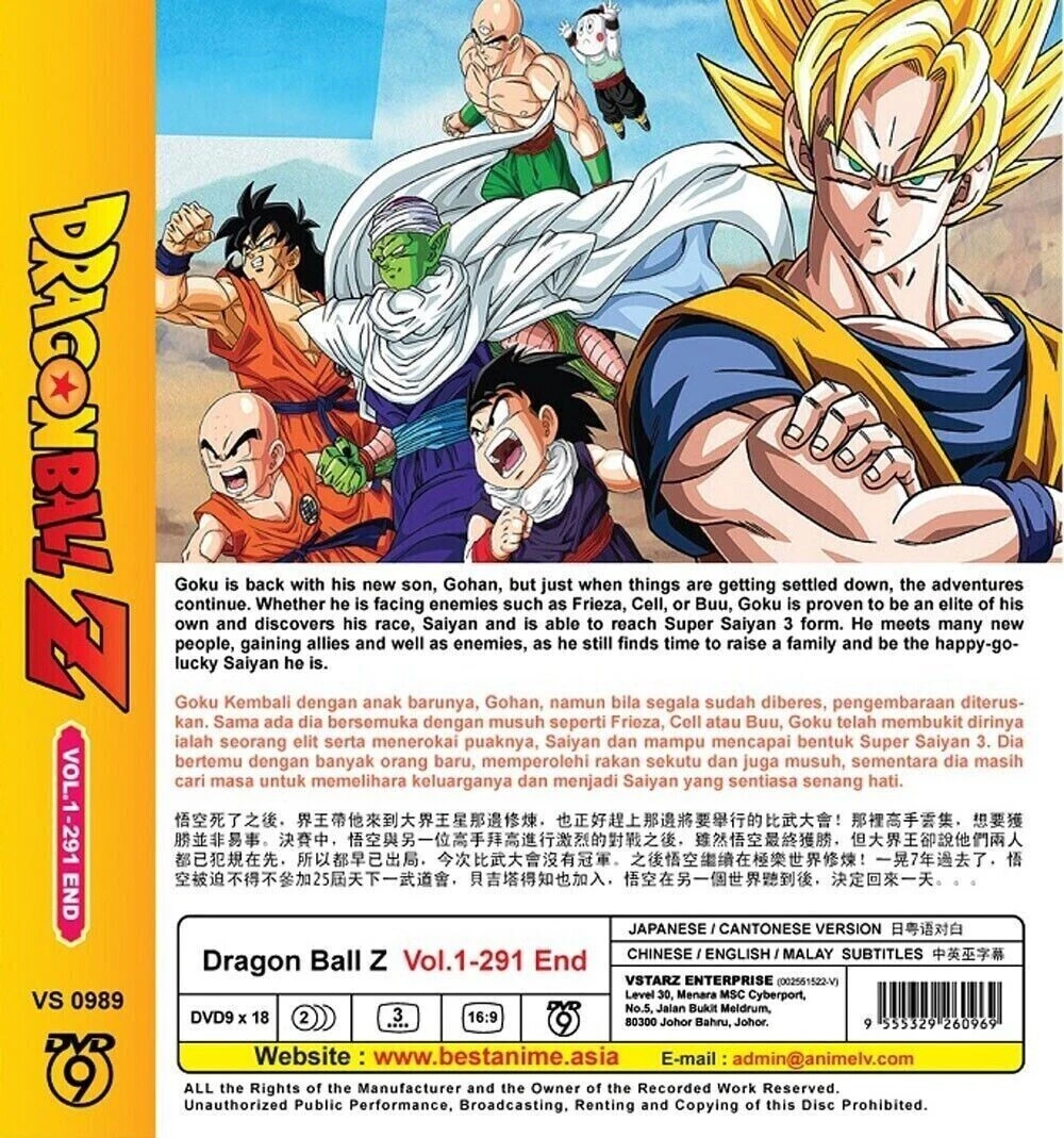 Anime DVD Dragon Ball Z Episode 1-291 End English Dubbed Expedite Shipping  Free