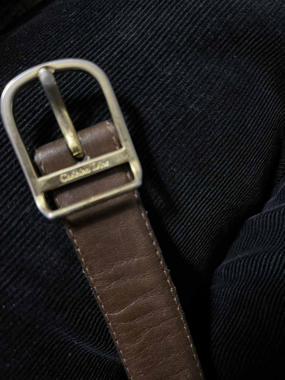 Ceinture boucle femme vintage Christian Dior cuir marron ton or taille : 36 8896