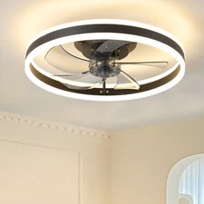 20" Modern LED Ceiling Fan Lights Flush Mount Light kit With APP Remote Control