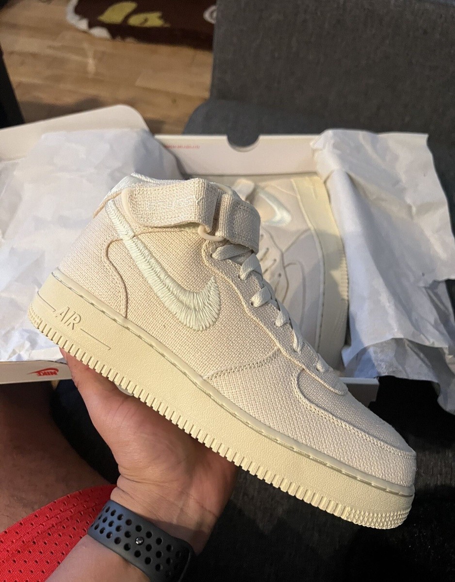 Size 9 - Nike Air Force 1 Mid x Stussy Fossil 2022 NEW Nike Air Force 1 Mid Stussy Fossil | Men main image 3