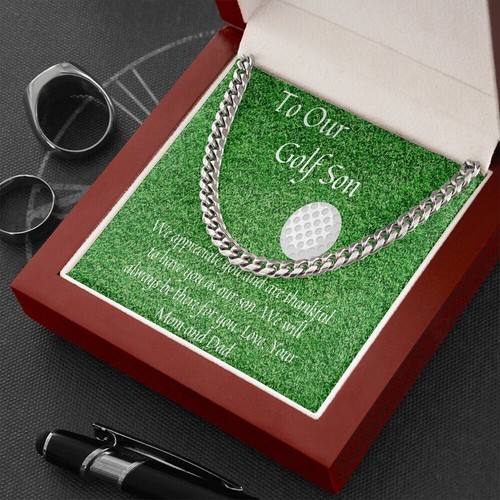 Golf Gifts For Men, To Our Golf Son, Cuban Link Chain, Gift for Son, Gift from M - Picture 5 of 6