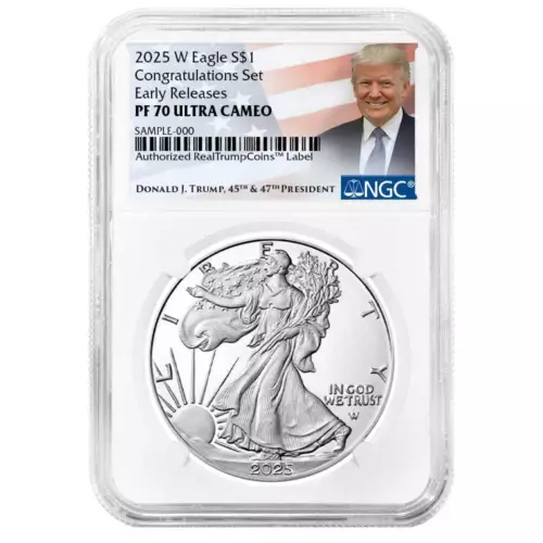 2025-W Proof $1 American Silver Eagle Congratulations Set NGC PF70UC ER Trump...