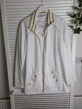 Quacker Factory White Gold Jacket With Matching Top Diamante Detail Sz 2xl