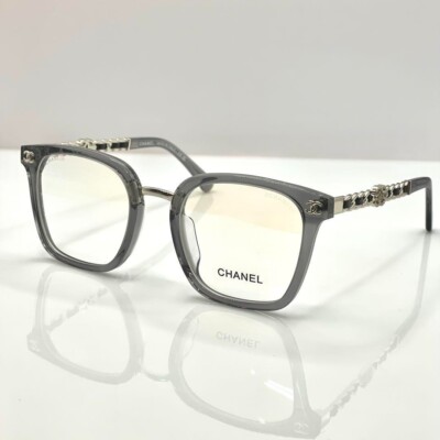 CHANEL Glasses CH0536 Crystal Gray Clear Lens Coco Mark on the