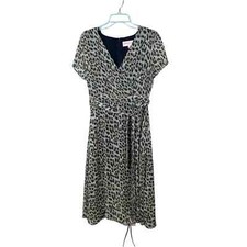 Philosophy Leopard Print Faux Wrap Dress w/ back tie SZ 8