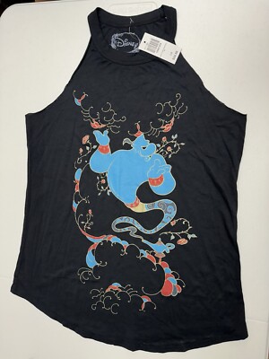 Disney Women Large Aladdin Blue Smoke Genie Tank Muscle Top Box Lunch Brand