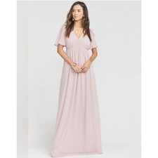 Show Me Your MuMu Emily Empire Maxi Dress Neutral Mauve Chiffon Pink Size XS