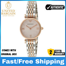 EMPORIO ARMANI AR11223 GIANNI T-BAR SILVER/ ROSE GOLD WOMENS LADIES QUARTZ WATCH