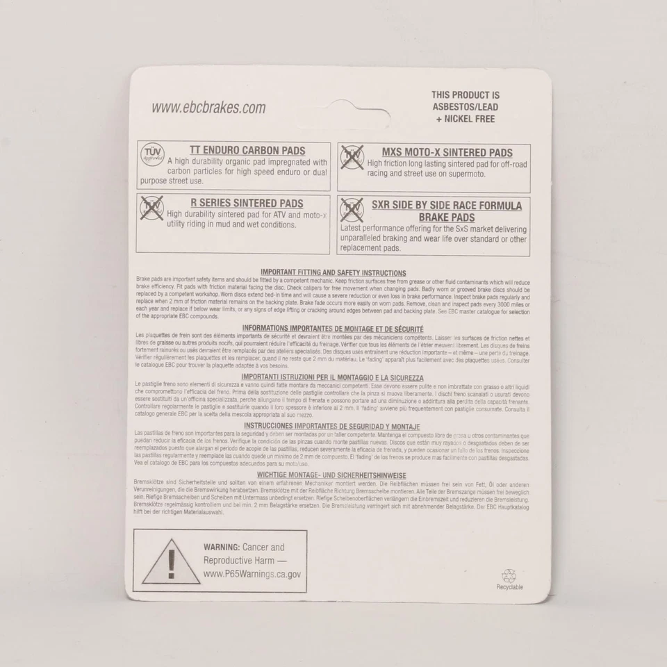 Pastilhas de freio sinterizadas resistentes EBC Front FA185R R GÁS-GÁS Pampera 450 4T 07-08 - Imagem 2 de 2