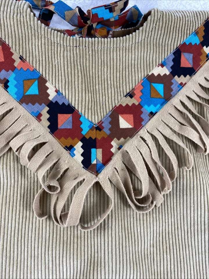 Niñas 5/6 Nativo Americano Pequeño Disfraz de Halloween Pana Tela Vestido Solo Foto 3 de 4