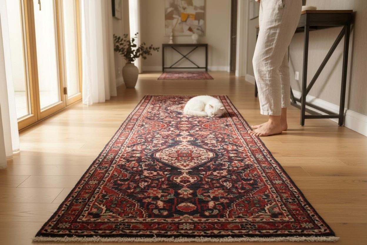 3'1 x 10'8 Plush Beautiful Vintage Hand Knotted Wool Runner Oriental Rug 3 x 11