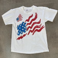 Anvil Single Stitch Men’s Large American Flag Vintage T Shirt 90’s Made In USA