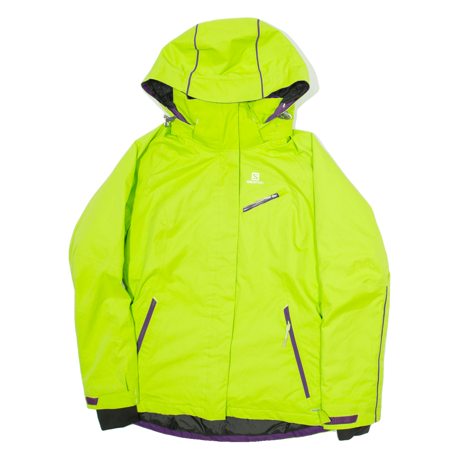 SALOMON Cappotto da sci uomo verde con cappuccio S