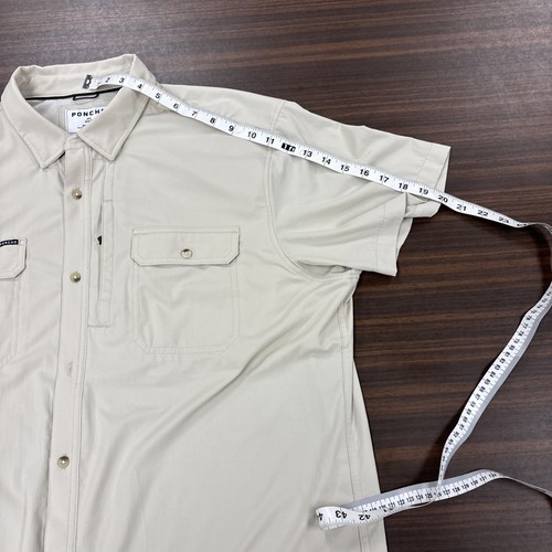 Poncho Shirt Mens 2X Ivory Magnetic Pockets Fishing Lightweight Vented Stretch - Picture 8 of 12
