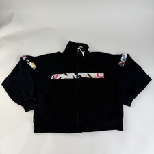 Vintage Sergio Tacchini Zip Up Knit Jumper Polo Track Top Retro Black Multicolor