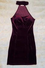 Vivace Burgundy Velvet Whimsigoth Halter Mini Dress Dark Romantic Size S