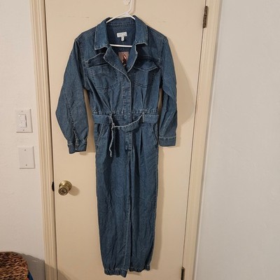 Sofia Jeans by Sofia Vergara Soft Utility Jumpsuit Denim Blue XS 0-2 Belted