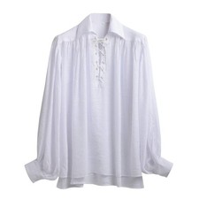 Men's Pirate Costume Shirt X-Large White Ruffled Victorian Renaissance