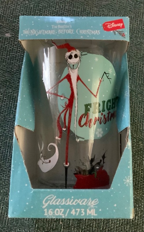 NIGHTMARE BEFORE CHRISTMAS JACK and ZERO Drinking Glass CUP NEW IN PKG