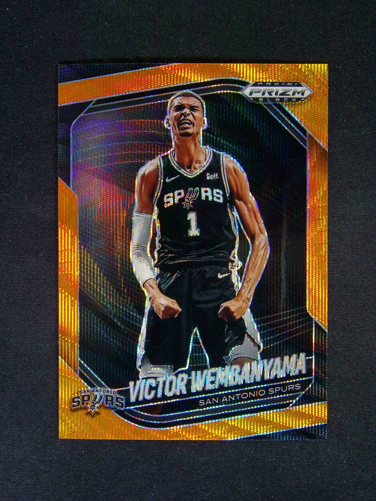 2024-25 Panini Prizm Black Victor Wembanyama #1 Orange Wave /60