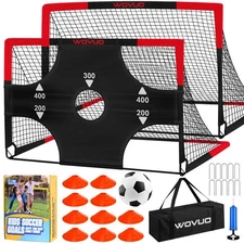 Soccer Goals for Backyard Set of 2, 6x4 ft Portable Soccer Goal Training Equi...