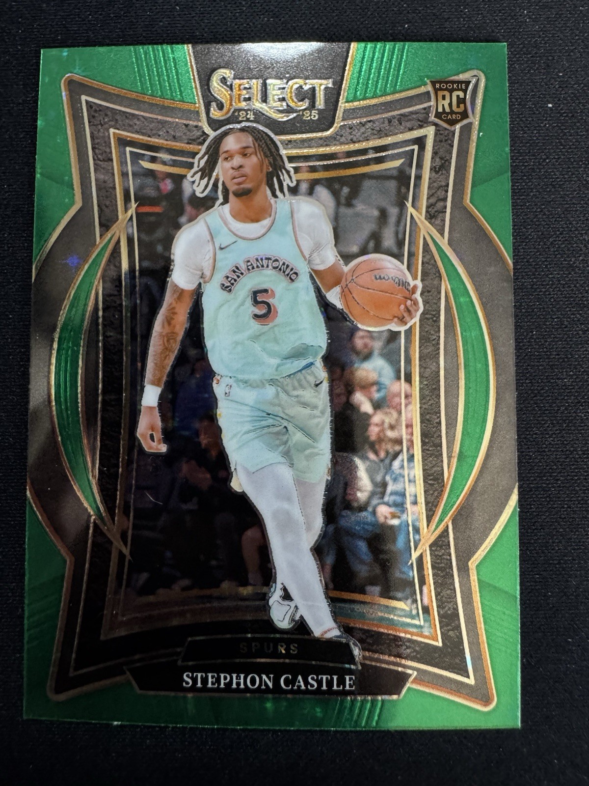 2024-25 Panini Select Stephon Castle RC Green Stars Prizm Concourse #72 Spurs
