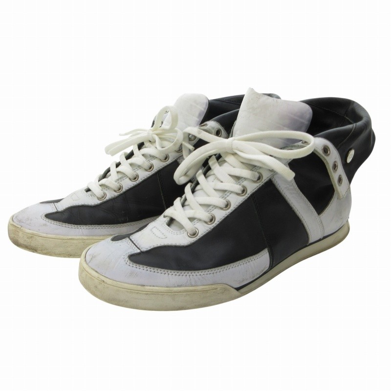 Men's Dior Homme Bicolor High-Top Leather Sneakers with Foldable Logo Button - Size 8.0US