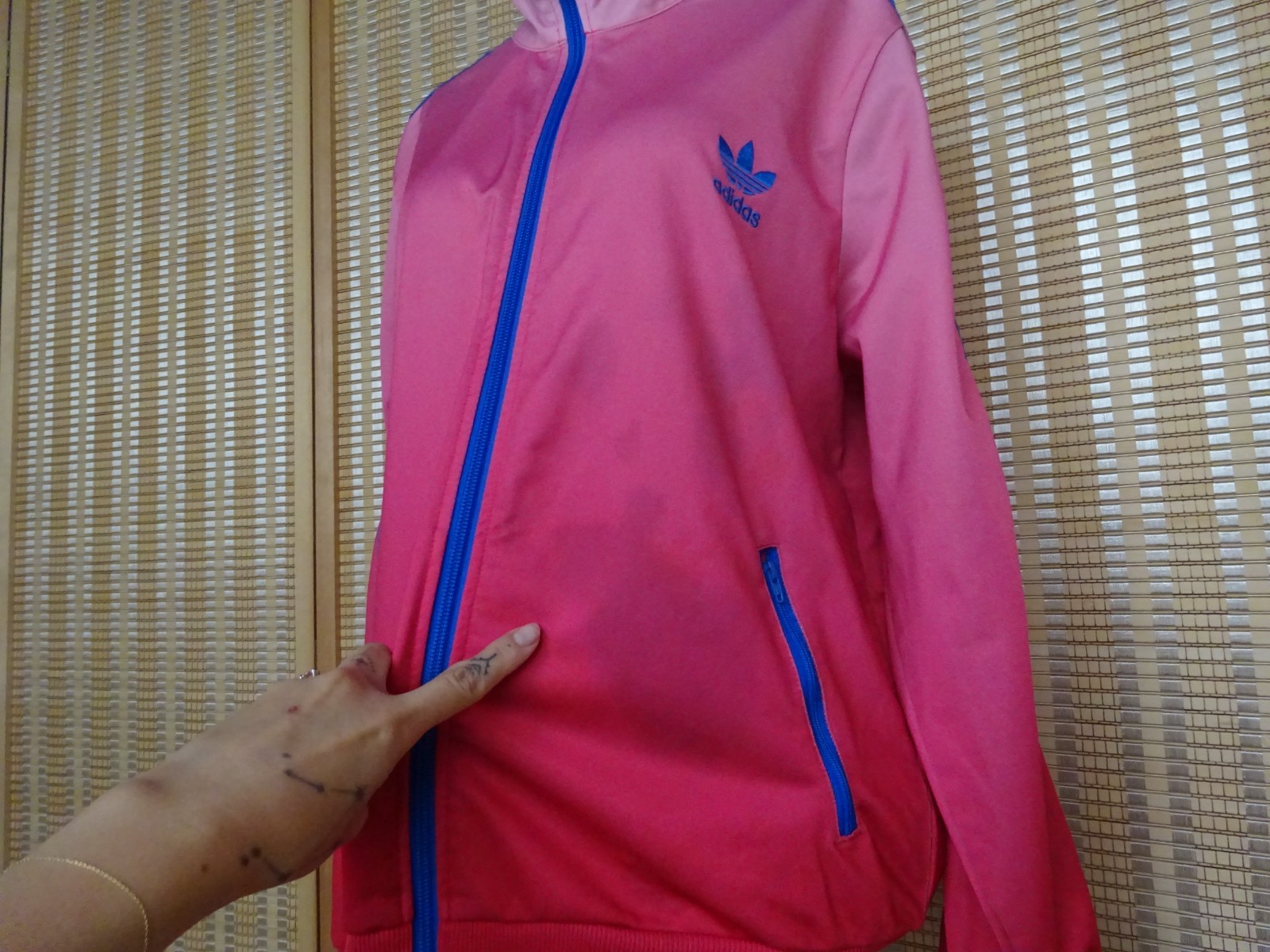 Pink and blue ombre Adidas Firebird zip up women's track jacket size XL thumbnail 2