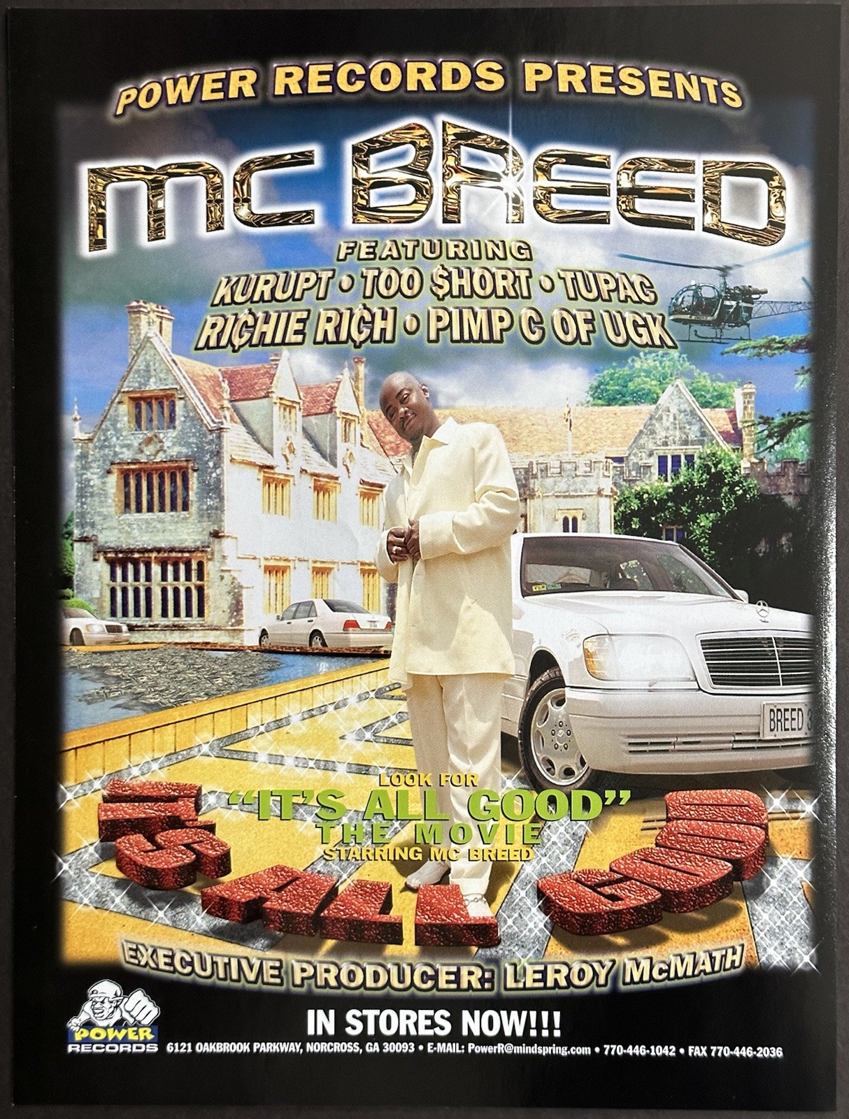 8.5x11 OG Rap Promo Ad Poster MC Breed It’s All Good Flint Detroit MI 1999