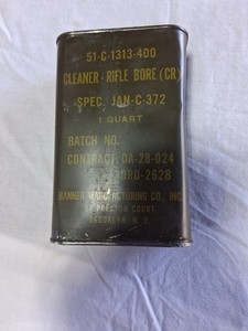 Vintage Rifle Bore Cleaner Can US Army Made By Banner Mfr., Brooklyn New York