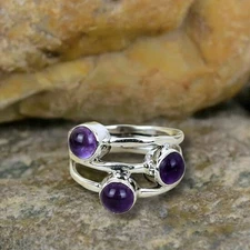 Amethyst Minimalist Ring, 925 Sterling Silver Handmade Gemstone Ring For Gift