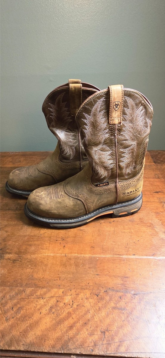 Ariat Mens WorkHog Waterproof Composite Toe Boots Brown Leather 10004889 11D Male Ariat Men main image 3