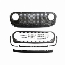 Black Front Grille No Camera Hole for 2018-23 2024 Jeep Wrangler JL Gladiator JT
