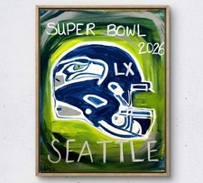 WS original super bowl 2026 painting 14X11 canvas abstract modern wall art