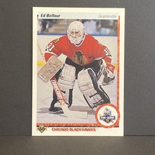 1990-91 Upper Deck Hockey Ed Belfour Star Rookie Card #55 Chicago Blackhawks RC. rookie card picture