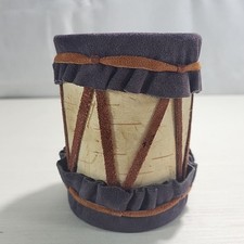 Vintage Birch Bark Souvenir Drum, 4.5" T X 4" W