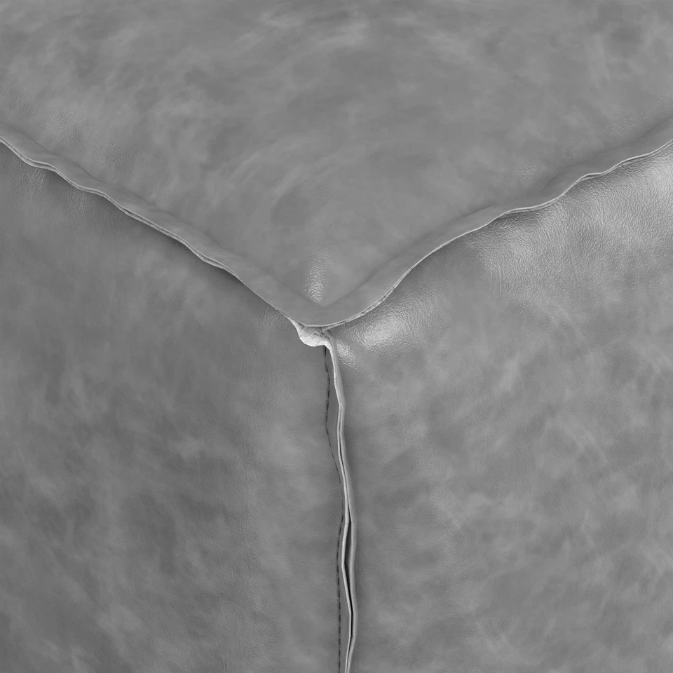 Simpli Home Brody Boho Square Pouf in Distressed Gray Faux Leather - Image 4 of 4