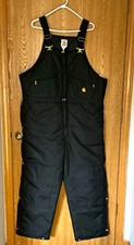 NWT Vintage Carhartt R12 BLK Arctic Quilt Insulated Bib Overalls 44x30 Black