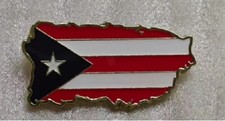 PUERTO RICO MAP COUNTRY SHAPED Metal LAPEL PIN W/ CLASP