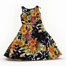 Talbots Petite Floral A-line Midi Dress Multicolor Sleeveless Black 4P